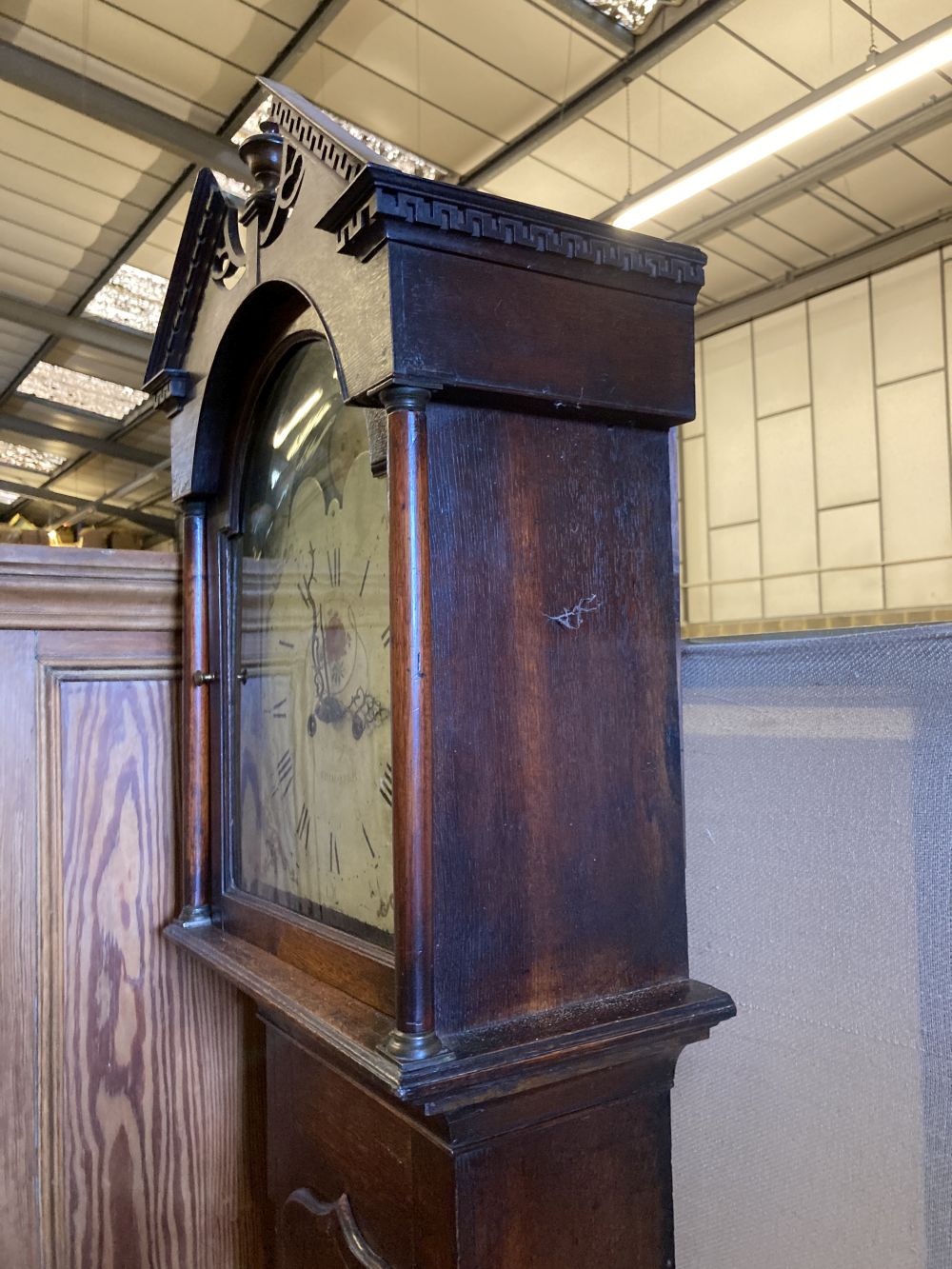 A 19th century oak eight-day longcase clock with painted dial, height 220cm